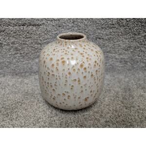 Vintage MCM pottery Vase Textured Cream Tan Pottery Lava Glaze Ceramic Brutalist